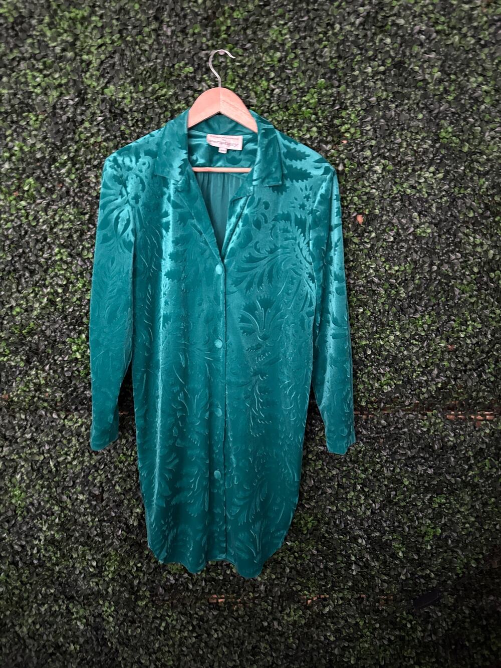 Leigh Karmitz for Periphery, Vintage Dress, Green velvet, Women's Size petite